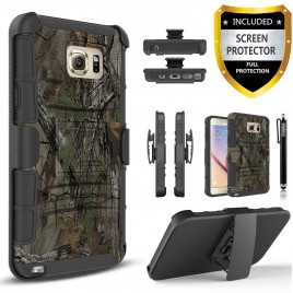 Samsung Galaxy Note 5 Case, Dual Layers [Combo Holster] Case And Built-In Kickstand Bundled with [Premium Screen Protector] Hybird Shockproof And Circlemalls Stylus Pen (Camo)